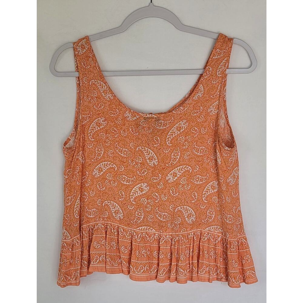 Patrons of Peace Boho Hippie Festival Coral Paisley Ruffle Tank Top Size XS - Picture 5 of 12